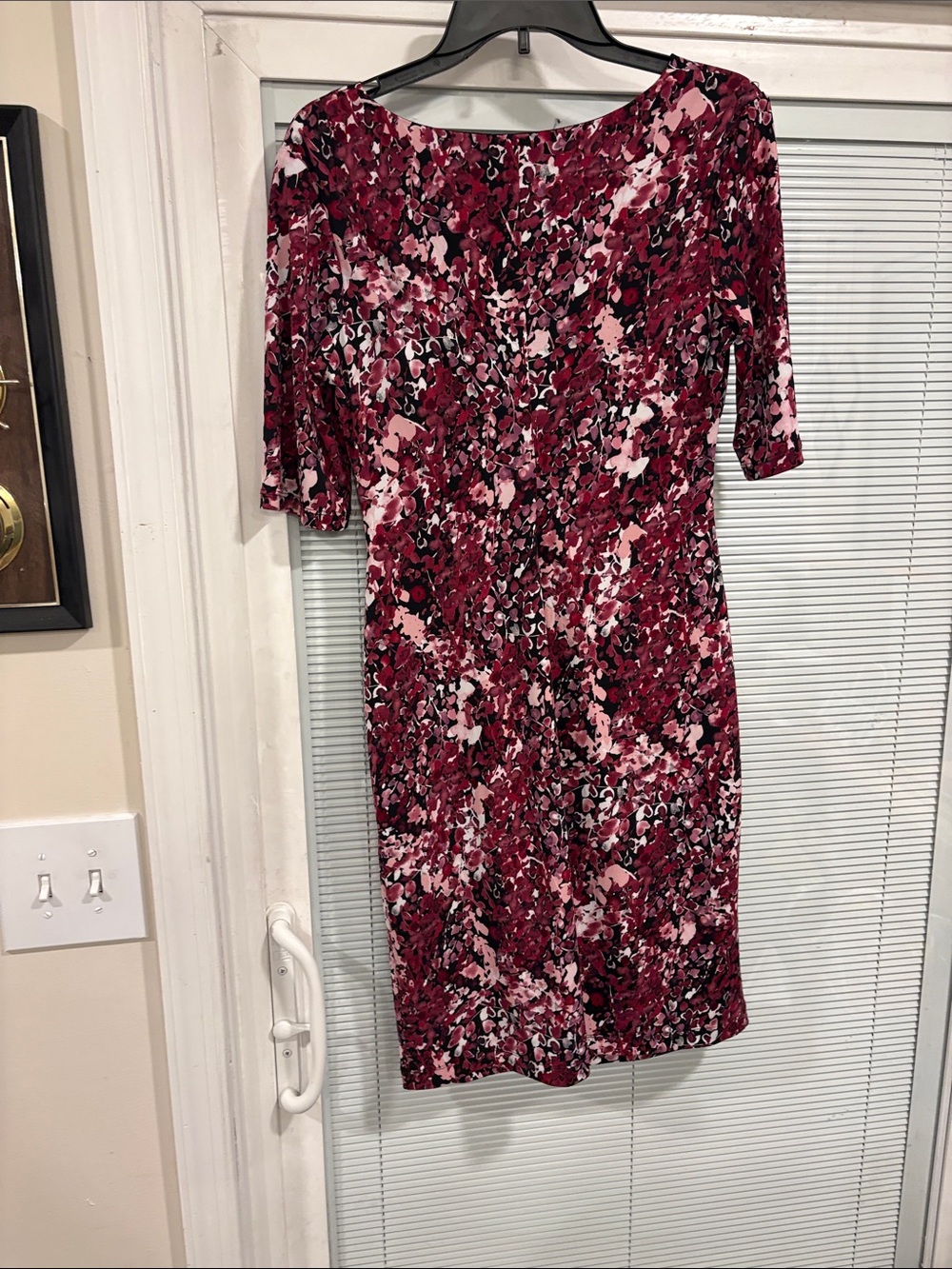 connected apparel Magenta Black and White Floral Cowl Midi Dress - Picture 4 of 4